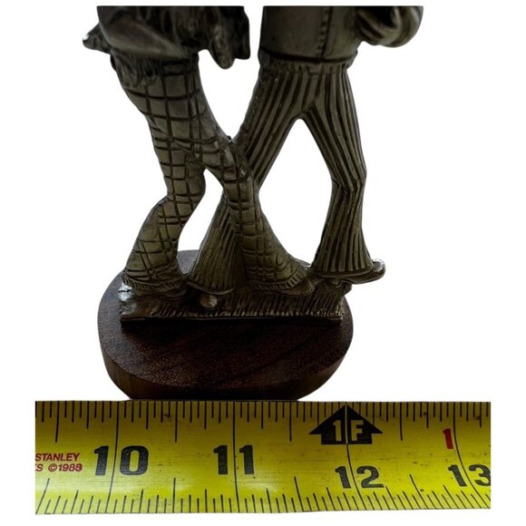 Peltro Cessallato Pewter Sculpture Boy Girl With Dog On Wooden Base 5" T - Picture 5 of 9